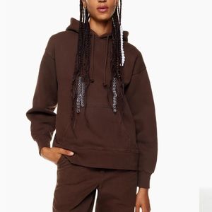 TNA Cozy Fleece Boyfriend Hoodie Gd Rich Mocha Brown